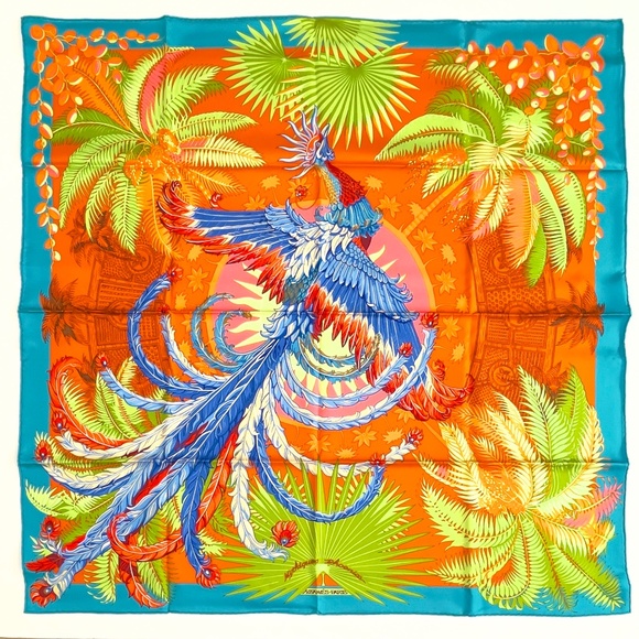NWT Hermès Scarf "Mythiques Phoenix" Turquoise - Picture 1 of 10